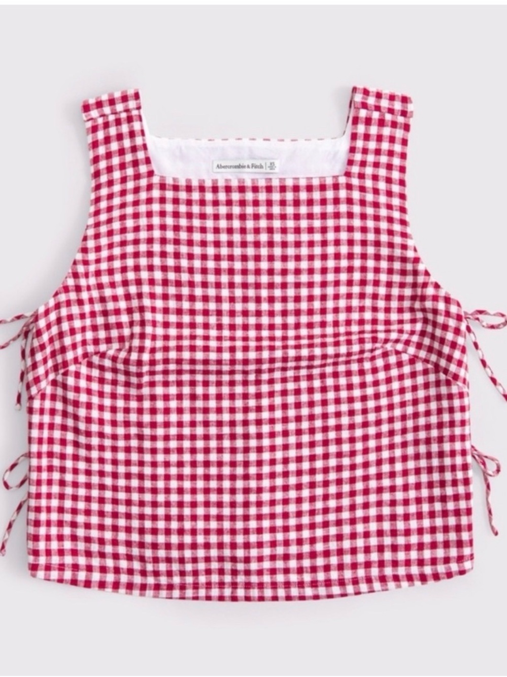 Abercrombie & Fitch Red Gingham Square Neck Tank with Side Ties